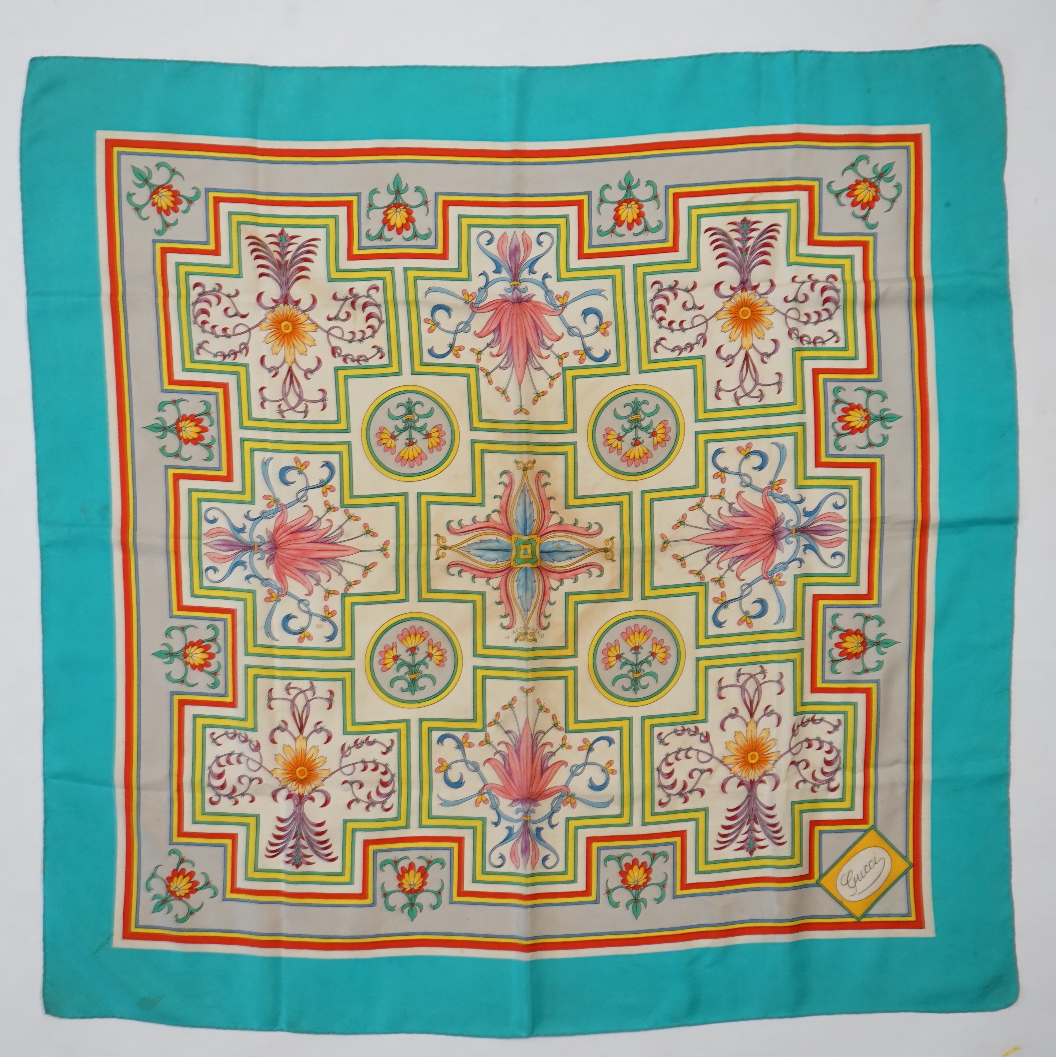 A Gucci Vittorio Accornero silk scarf, 88cm x 85cm